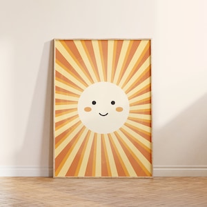 Sunshine Kids Art Print, Friendly Children Wall Print, Nursery Paintings, Happy Cartoon Poster, A4, A3, A2, A1, 5x7, 12x16, 18x24, 24x32