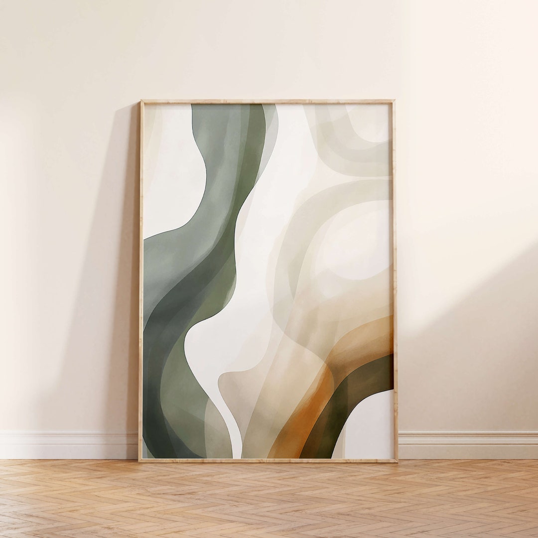 Green and Orange Abstract Painting, Digital Art Download, Contemporary ...