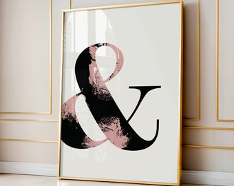 Pink Ampersand Modern Art Print, Typography Wall Art, Minimal Painting Poster, Graphic Designer Gift, Size A4/A3/A2/A1