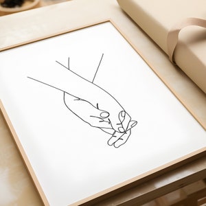 Romantic Couple's Hands Line Art Print, Love Wall Art, Couple One Line Drawing, Bedroom Wall Decor, Minimal Line Art Printable, Digital