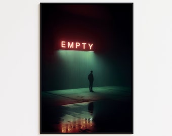Night Photography Print, Empty Void Artwork, Spooky Vibe 3D Render, Lofi Poster, Cyberpunk Photography, Size XS/S/M/L/XL