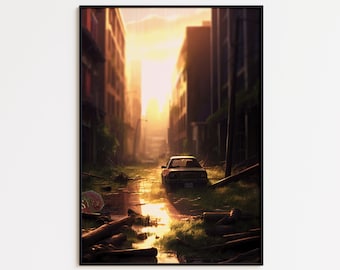 Fallout City Wall Art, Apocalyptic Wasteland Art Print, Dystopian Photography, Abandoned New York Poster, Size A4/A3/A2/A1