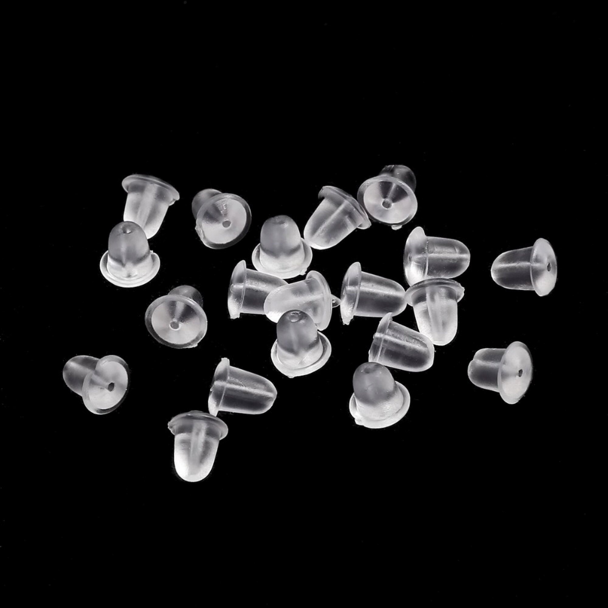 50pcs Soft Clear Silicone Earring Backs Safety Backings for Earrings 