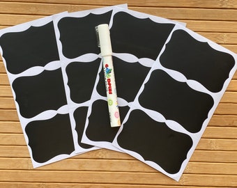 Large Chalkboard Stickers,  Black Blank PVC Labels, Reusable Self Adhesive for Kitchen Pantry and General Container Organisation