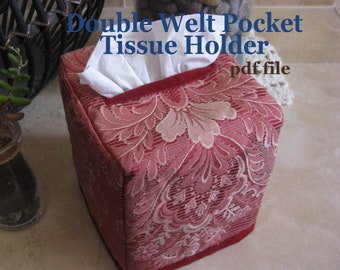 Double Welt Pocket tissue holder pattern for beginners,  DIGITAL PDF FILE sewing pattern