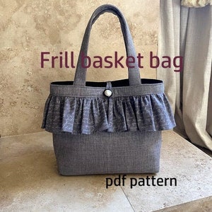 frill tote bag sewing pattern DIGITAL PDF FILE for beginners,