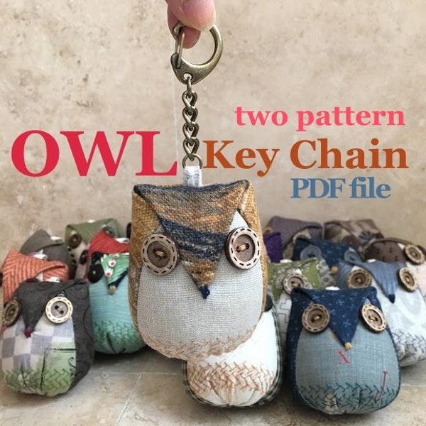 owl keychain, ornament sewing pattern, sewing  DIGITAL PDF FILE, owl doll