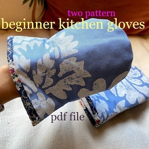 Beginner kitchen gloves sewing DIGITAL PDF FILE, oven gloves pattern, two pattern, pot holder pattern
