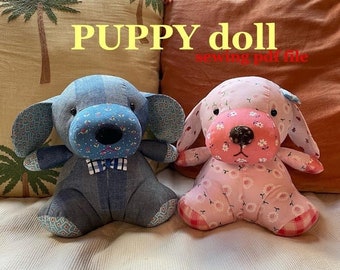 puppy doll sewing pattern,  DIGITAL PDF FILE, dog pattern, sewing pattern toy