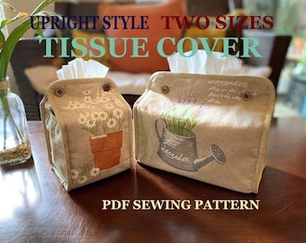 Two sizes tissue holder sewing pattern, İNSTANT DOWNLOAD, pdf file, tissue cover