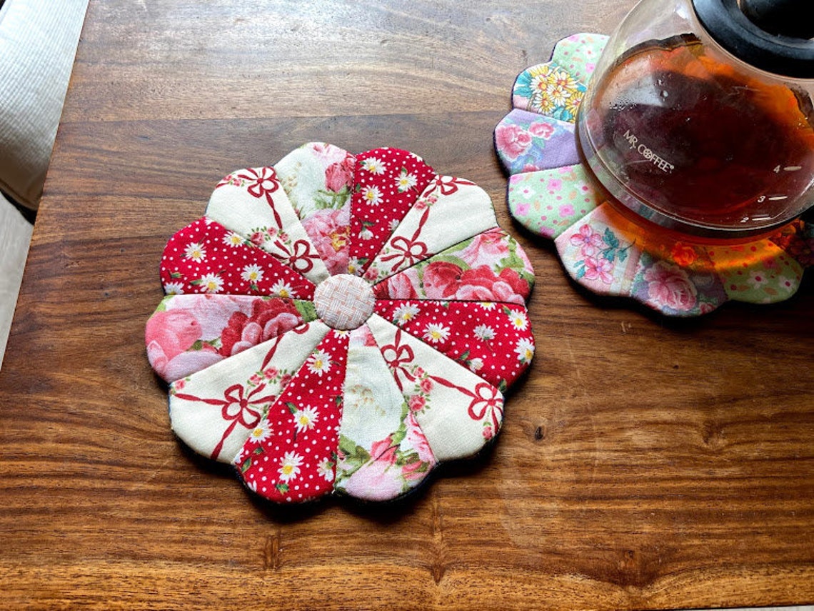Patchwork Flower Trivet Sewing Pattern Coaster Pattern Etsy