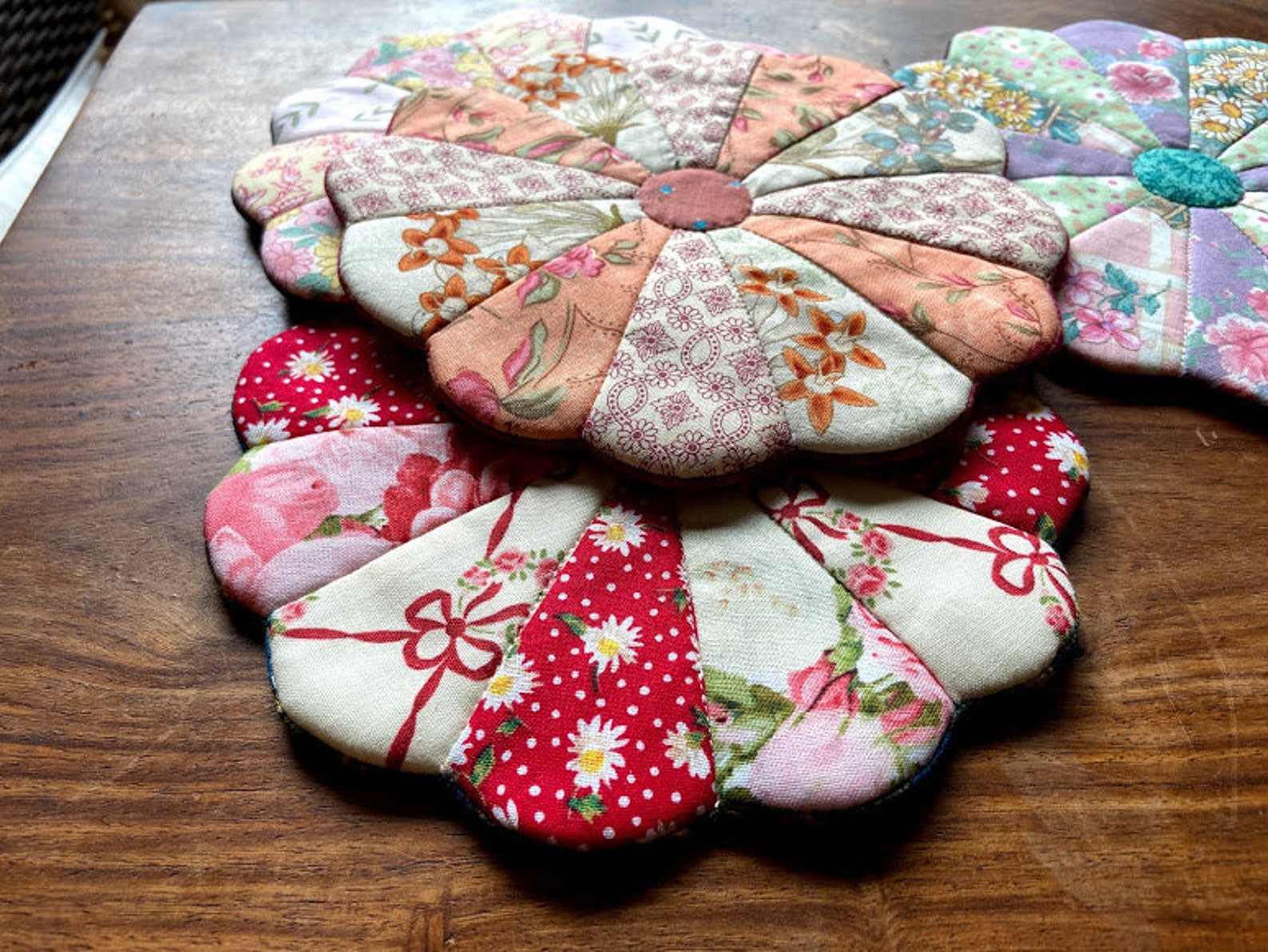 Patchwork flower trivet sewing pattern coaster pattern Etsy