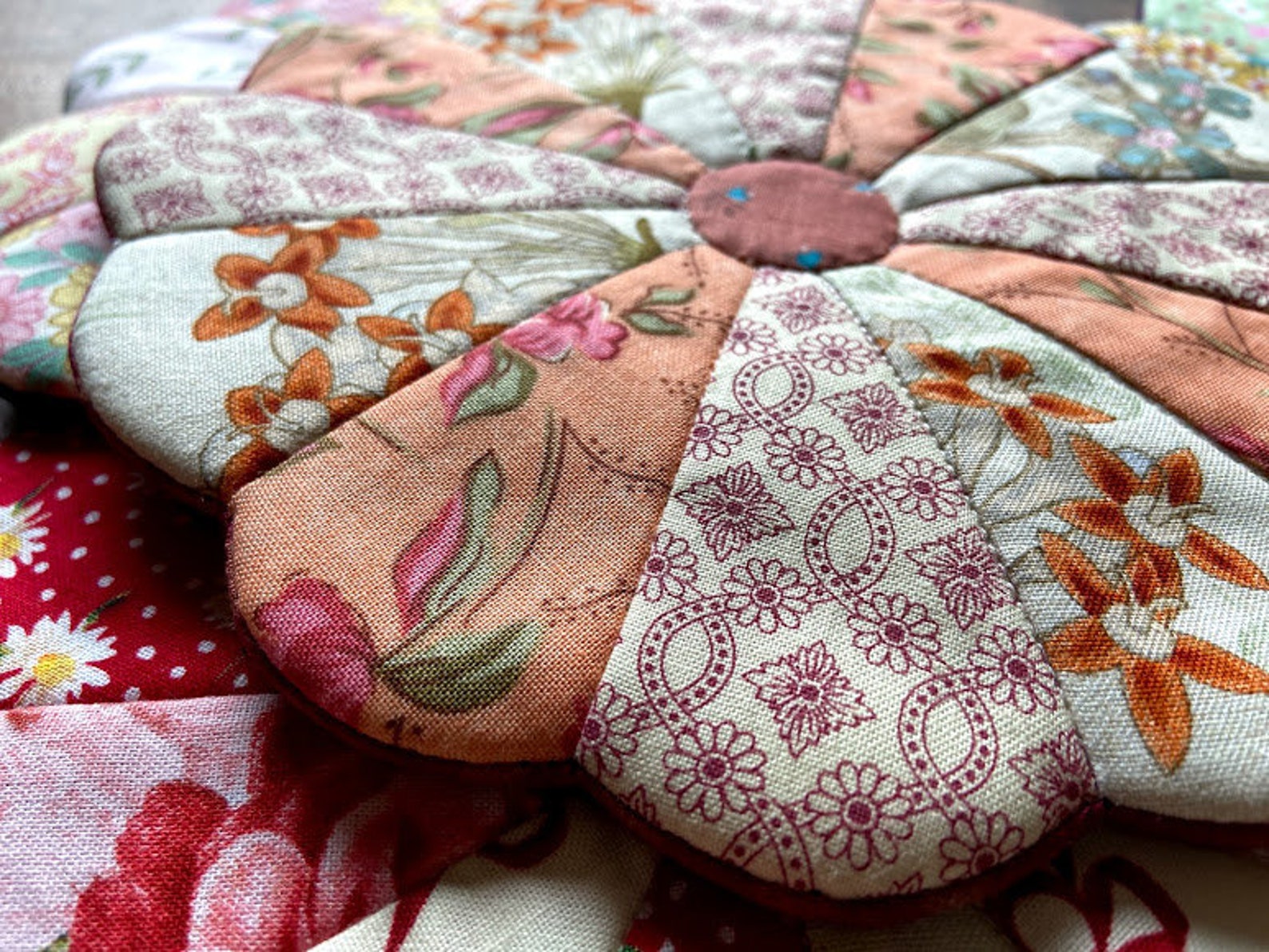 Downloadable PDF Sewing Pattern Patchwork Flower Trivet Etsy
