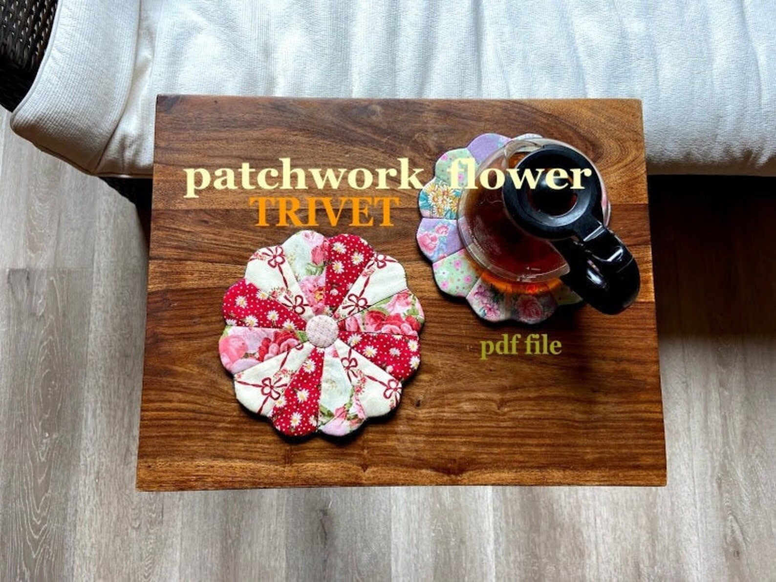 Downloadable PDF Sewing Pattern Patchwork Flower Trivet Etsy