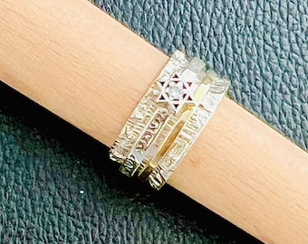 Shema Israel Ring, 9K Gold and Silver Jewish Ring, Kabbalah Ring, Hear o Israel Ring, Hebrew Spinner Ring, Magen David Ring, Israel Jewelry