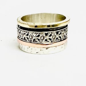 Meditation Gold and Silver Spinner Ring for Women, Two Tone Ring, Delicate Ring, Statement Ring, Jewelry from Israel