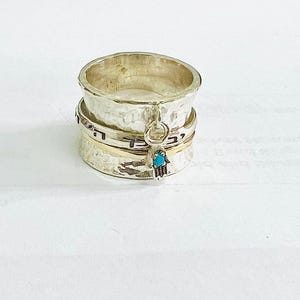God Bless You Spinner Ring, Handmade Silver Jewish Ring, Kabbalah Ring,  Hebrew Spinner Ring ,Magen David Ring, Israel Jewelry