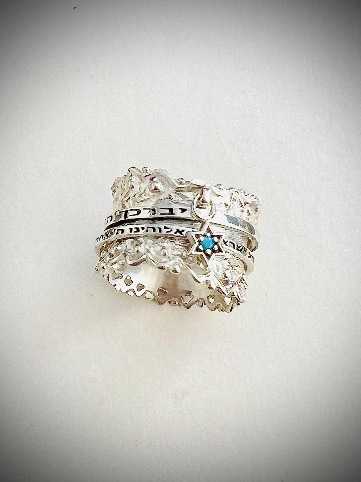 Shema Israel and God Bless You Ring, Handmade Silver Jewish Ring ...