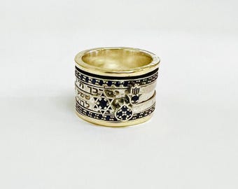 3 Segen Spinner Ring, Shema Israel und Gott segne dich Ring, Kabbalah Schutzring, Judäika Bibel Ring, Boho Ring, 925 Silber Israel Schmuck