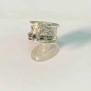 Unique Ani Le Dodi Spinner Ring,Silver combined with 9k yellow gold,I Am My Beloved Ring,Hebrew Engraved Ring,Meditation Designed Ring