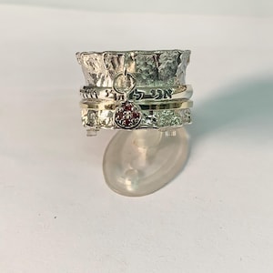 Ani Ledodi Ring, Sterling Silver combined with  9k yellow gold,I Am My Beloved Ring, Hebrew Engraved Ring, Meditation Designed Ring
