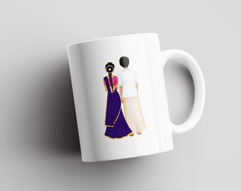 Boda Tamil / Regalo de Boda / Tazas / Taza de Café / Regalo de Recién Casados / Regalo de Compromiso / Taza Chai / Regalo de Parejas