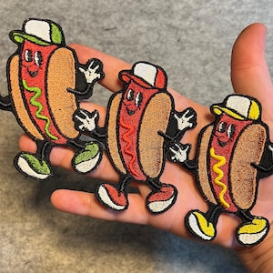 Hot Dog Race Embroidered Patch: Baseball KC Royals Iron-On Applique
