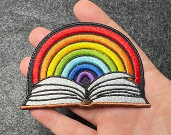 Regenbogen Regenbogen Gestickter Aufnäher: 90er Jahre Nostalgie, zum Aufbügeln oder Aufnähen