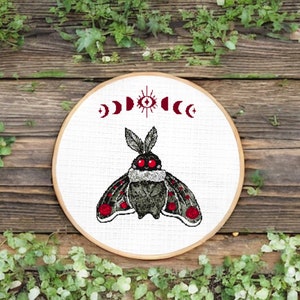 Mothman cross stitch pattern, Halloween