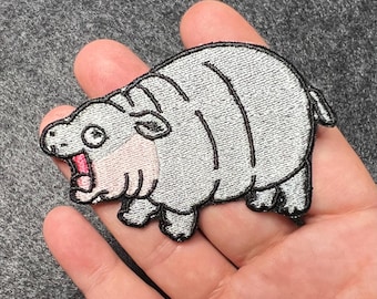 ピグミーカバ刺繍パッチ • アイロン接着/縫い付け