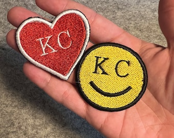 Embroidered KC Heart & Smiley Face Patch - Kansas City Pride