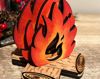 Camp fire coaster set, camping coaster, camp coaster, smores, bonfire, camping