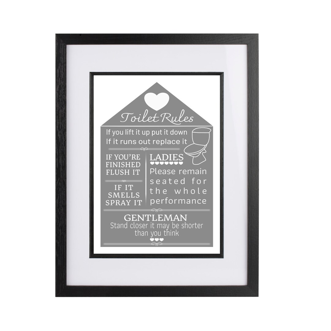 Funny Bathroom Rules Sign - Toilet Humor Digital Wall Art for Restrooms ...