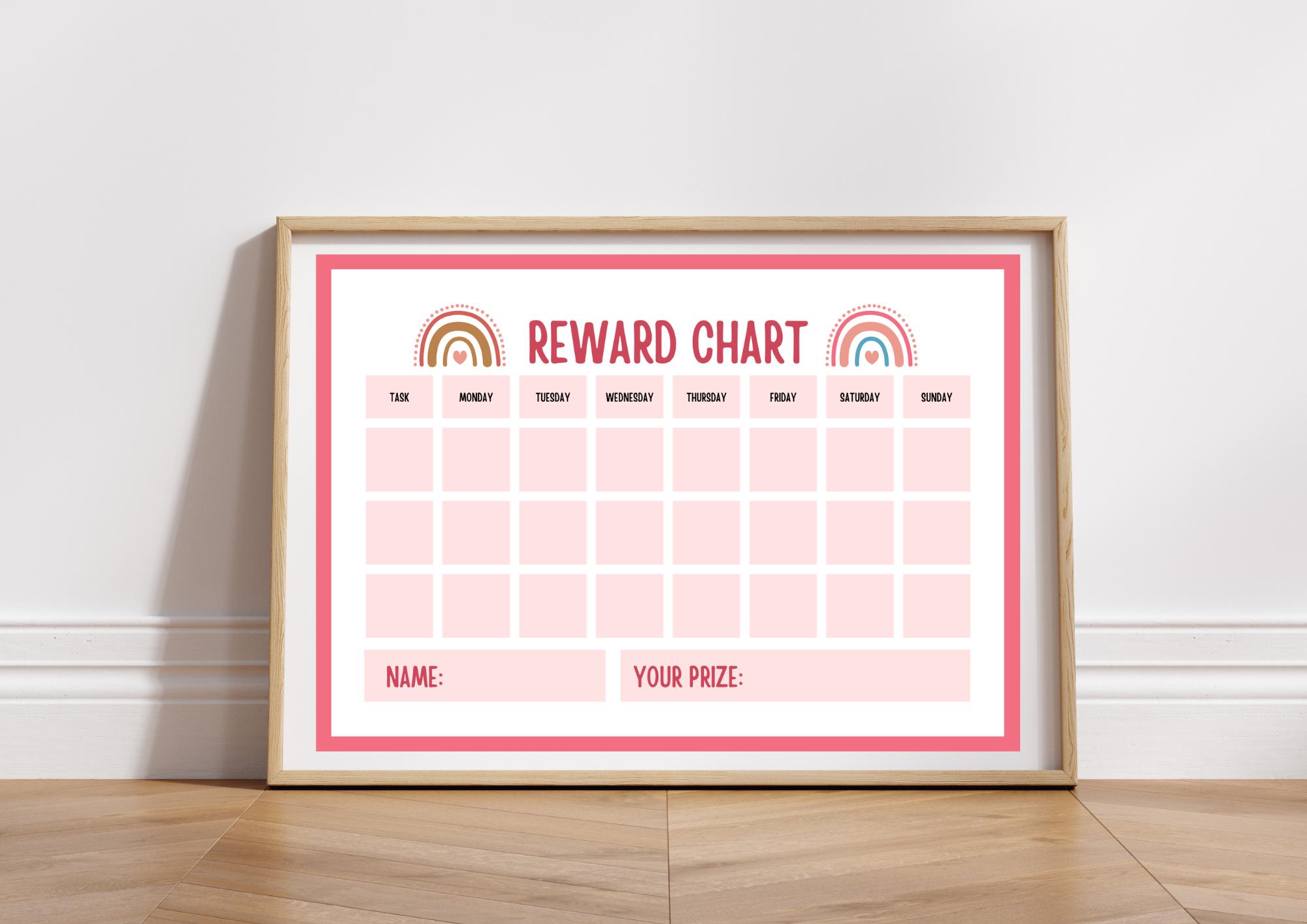 Printable Kids Reward Chart - Digital Download in Blue & Pink, Behavior ...