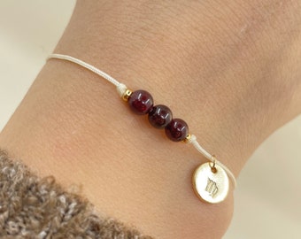 Garnet gemstone bracelet, wish bracelet, friendship bracelet, gemstone jewelry, talisman, healing stone