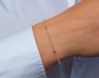 Bracelet en pierres précieuses citrine avec perles plaquées or 18 carats, bracelet en pierre de guérison, bracelet citrine, bracelet personnalisé