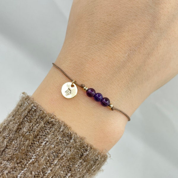 Amethyst Edelstein Armband, Wunscharmband, Freundschaftsarmband, Edelsteinschmuck, Heilstein, Talisman