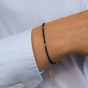 Lapis Lazuli Gemstone Bracelet with 18k Gold Plated Beads, Healing Stone Bracelet, Lapis Lazuli Bracelet, Personalized Bracelet
