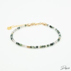 Moss agate gemstone bracelet with 18k gold plated beads, healing stone bracelet, moss agate bracelet, personalized bracelet