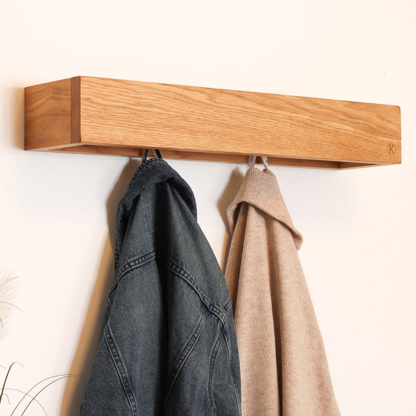 Wandgarderobe OAK | Eichenholz Flurgarderobe schmaler Flur | Holz Garderobe