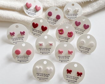 VALENTINE'S DAY STUDS- Valentine's Stud Earrings- Clay Stud Earrings- Cute Stud Earrings- Stud Packs- Heart Earrings- Gift for Her