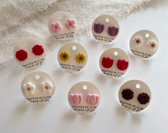 FLOWER STUD EARRINGS- Floral Studs- Tulip Earrings- Rose Earrings- Daisy Earrings- Cute Stud Earrings- Stud Packs- Spring Earrings-Cute Gift