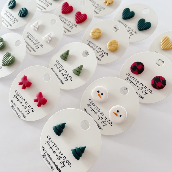CHRISTMAS STUD EARRINGS- Holiday Studs- Christmas Earrings- Ornament Earrings- Holiday Earrings- Stud Packs- Cute Earrings- Gift for Her