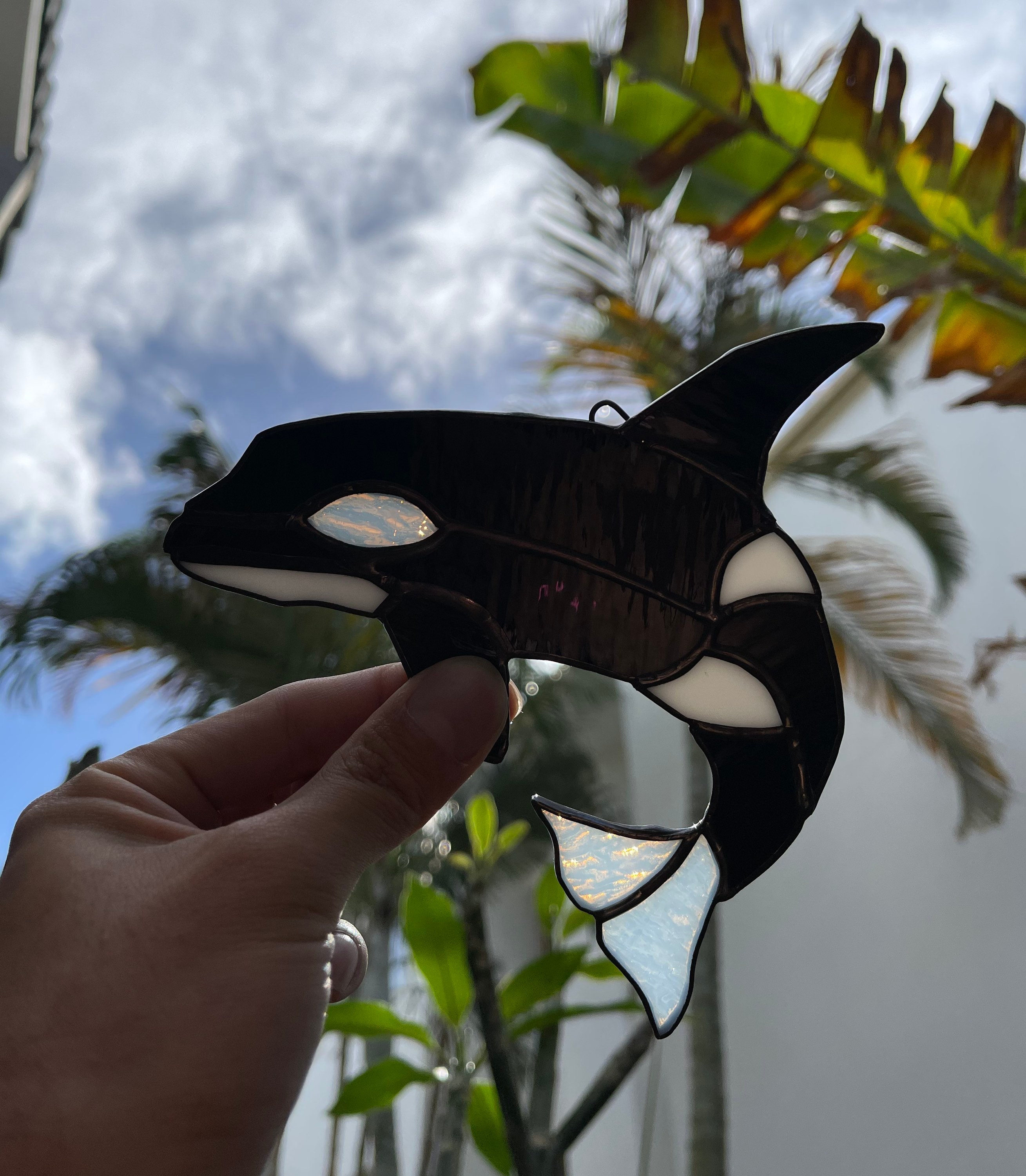 ORCA stained glass suncatcher | Etsy