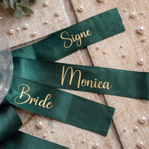 Personalized Satin Ribbon Bows, Wedding Place Card, Bridal Shower Favors