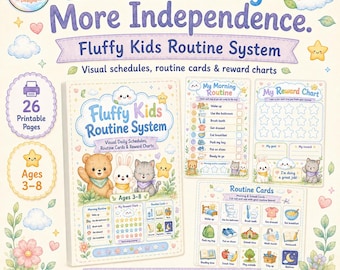 Kids Routine Chart Printable, Visual Schedule, Reward Chart & Routine Cards, Ages 3-8