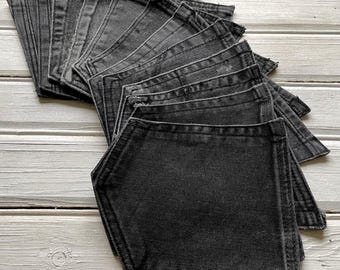 Upcycled Black Denim Pockets: 12 Reclaimed Jeans Pockets for Crafts
