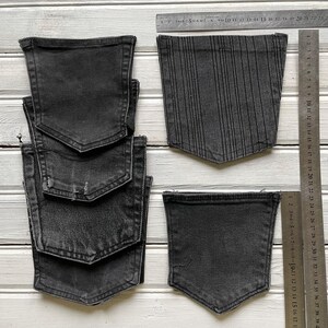 Note that the pockets are not new; they retain natural signs of wear from their original jeans, adding authenticity and texture to your creations.