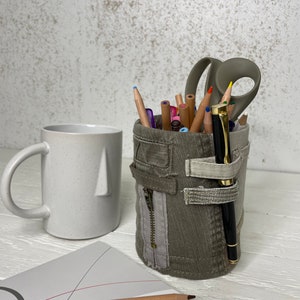 SUSTAINABLE PENCIL POT, Stationery Holder, Denim Desk Organizer, School Supply Storage, Pencil Cup, Pen Holder, Office Supply Holder