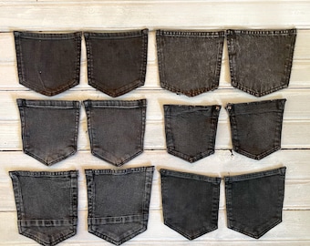 Upcycled Black Denim Pockets: 12 Reclaimed Jeans Pockets for Crafts